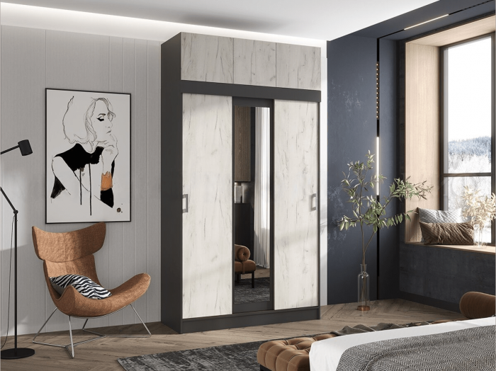 Бася Шкаф-купе с антресолью (Венге / дуб беленый)