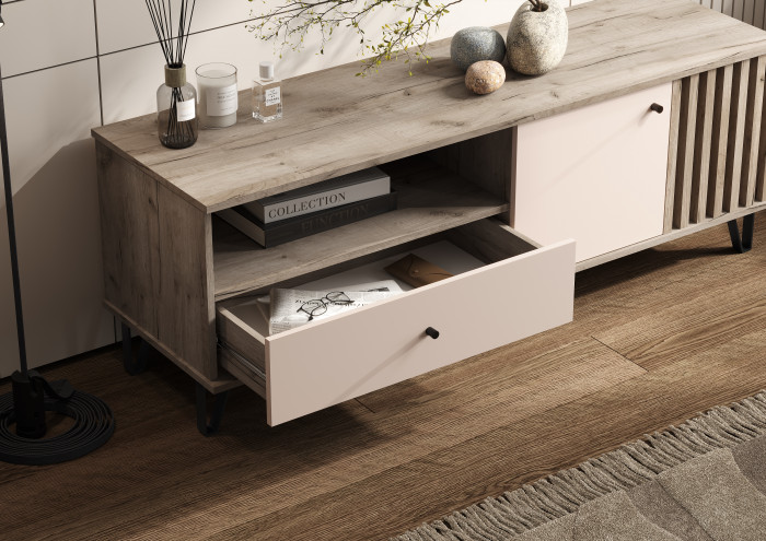 Роджинамиф Тумба ТВ 1500, Дуб крафт серый/Кашемир