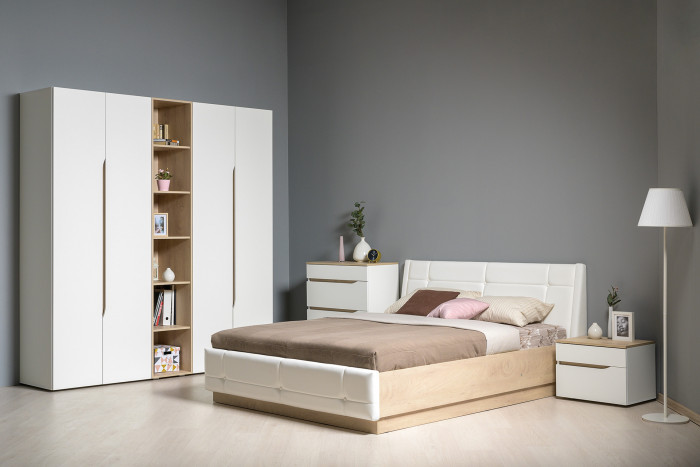 Муссон 13.198 Шкаф + 13.349 Стеллаж + 13.198 Шкаф, белый/дуб эндгрейн элегантный