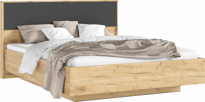 Флэш Кровать парящая 160 с ортопедом металл, крафт золотой/браш графит