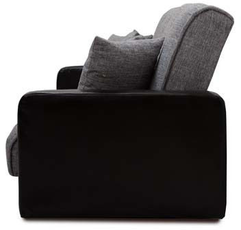 Раскладной диван-кровать, прямой, книжка, цвет серо-черный, кожа/рогожка, Лондон 120х190