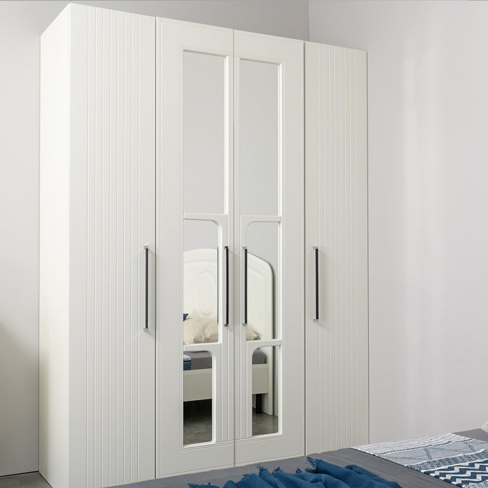 Валенсия Спальня Шкаф для одежды 4-х створчатый, ЛДСП белый шагрень/МДФ белый шагрень