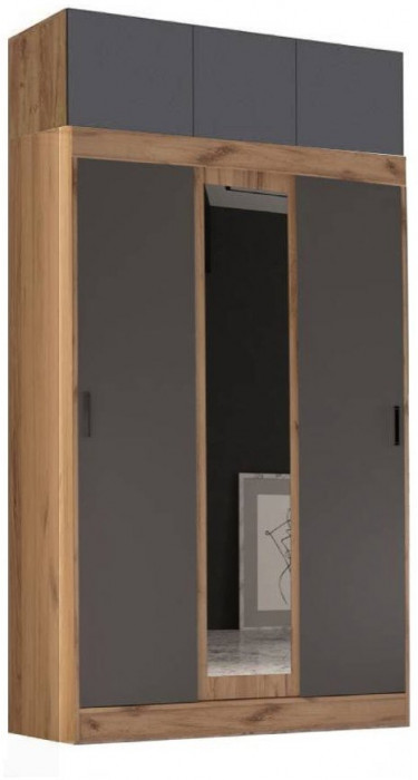 Бася Шкаф-купе с антресолью (Дуб Крафт Золотой / Белый Глянец)