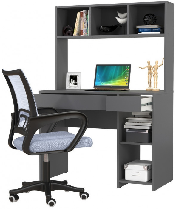 Стол компьютерный Комфорт 12.77F + кресло 103 серое, цвет тёмно-серый, ШхГхВ 100х49,8х147 см., универсальная сборка