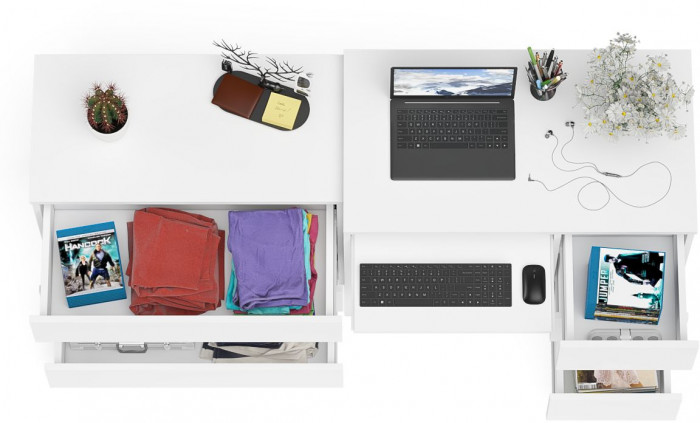 Мори Стол компьютерный МС-6 правый + Комод МК800.1, цвет белый, ШхГхВ 170,4х50х76,6 см., выдвижные ящики справа, НЕ универсальная сборка