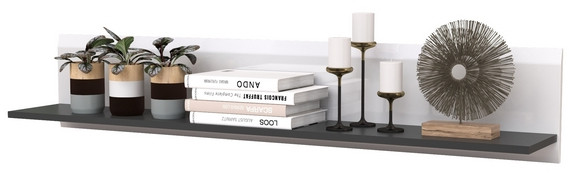 Сидней 16.486 Полка открытая, МДФ белый глянец/чёрный