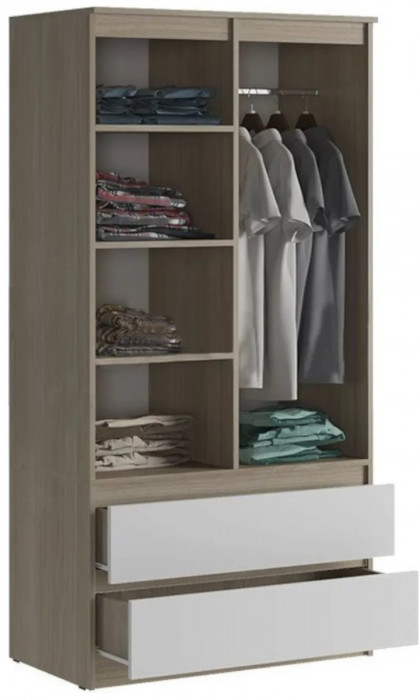 Челси Шкаф 2-х створчатый комбинированный (Белый глянец, Дуб Сонома)