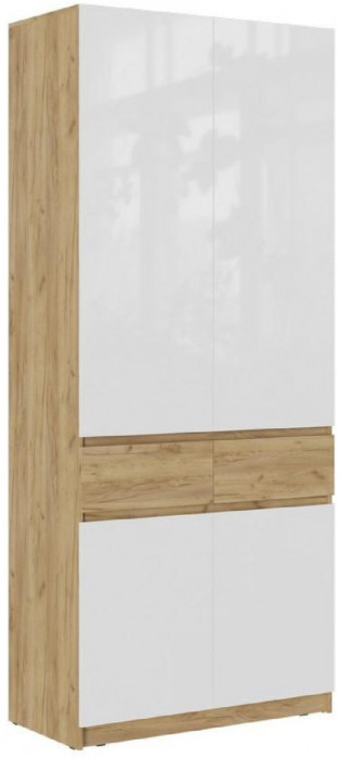 Модульная прихожая Роджинамиф, комп.4 (Белый глянец, Дуб Крафт Золотой)