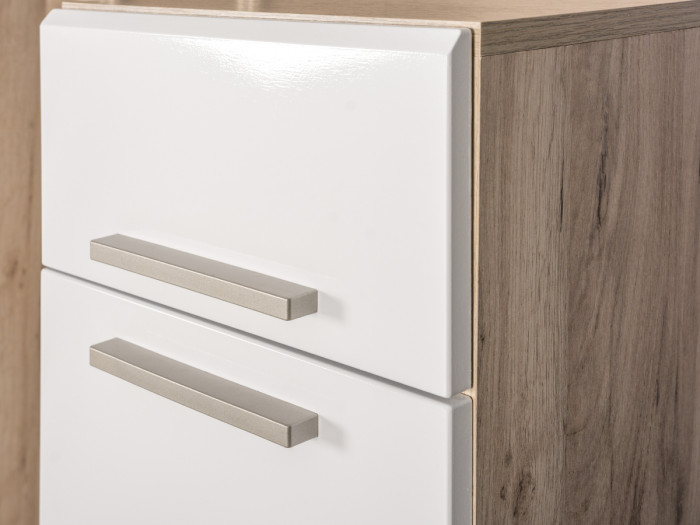 Лайн Прихожая № 07, дуб крафт серый/фасады МДФ белый глянец