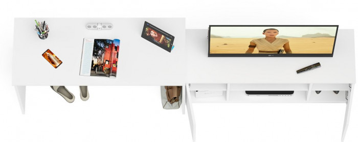 Мори письменный стол МСП1200.1 + Тумба МТВ1200.1, белый