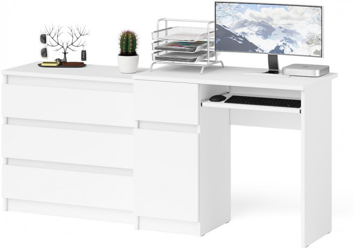 Мори компьютерный стол МС-1 левый + Комод МК800.1, белый