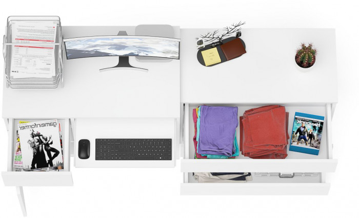 Мори компьютерный стол МС-1 левый + Комод МК800.1, белый