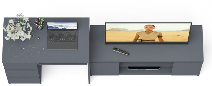 Мори Стол компьютерный МС-6 левый + Тумба МТВ1200.1, цвет графит, ШхГхВ 210,4х50х76,6 см., выдвижные ящики слева, НЕ универсальная сборка