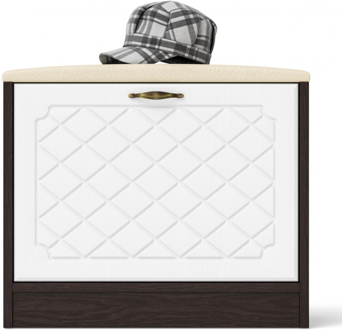 Прихожая П-6 Тумба, цвет венге/фасады МДФ белое дерево фрезеровка ромб, ШхГхВ 60х35х50 см.