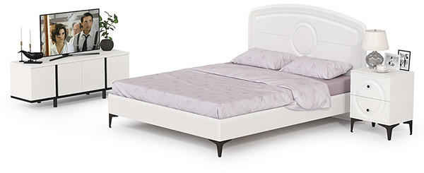 Валенсия Спальня № 11, ЛДСП белый шагрень/чёрный/МДФ белый шагрень