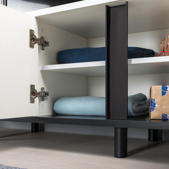 Валенсия Спальня № 11, ЛДСП белый шагрень/чёрный/МДФ белый шагрень