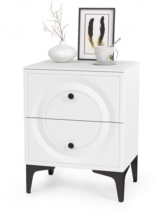 Валенсия Спальня № 11, ЛДСП белый шагрень/чёрный/МДФ белый шагрень