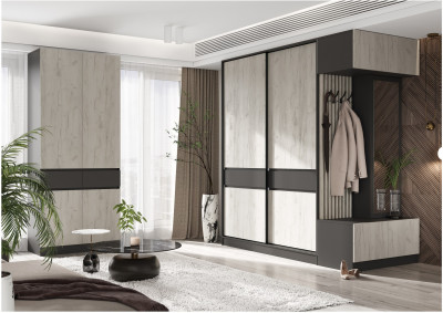 Модульная прихожая Роджинамиф, комп.4 (Крафт белый, Графит)