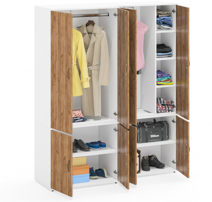 Лидер-8 Модуль Шкаф МД 19Б + Шкаф МД 20Б, белый шагрень/крафт золото