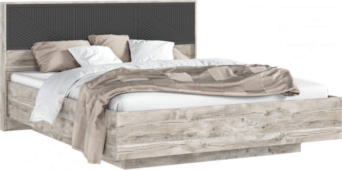 Сильвия Кровать парящая 1,6м (ортопед металл) с подсветкой Браш Графит/Дуб Юкон, Дуб Юкон