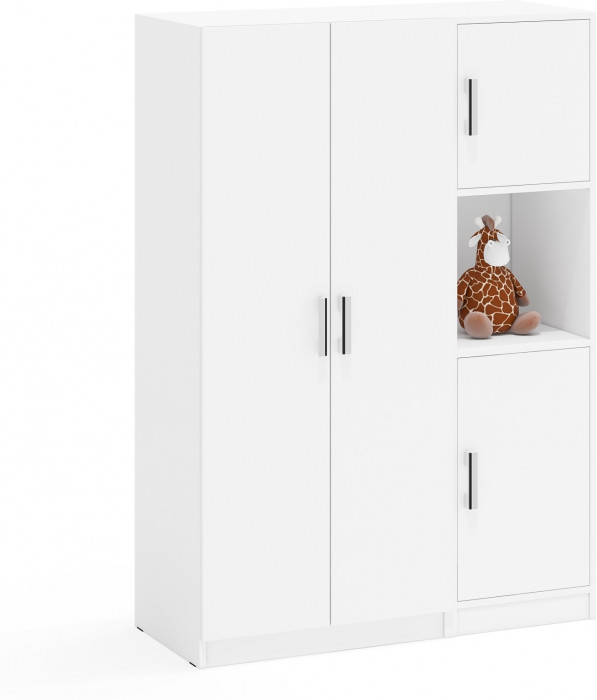 Шкаф С-МД-СК9Ш+Пенал С-МД-СК9П, цвет белый шагрень, ШхГхВ 113х45х160 см., универсальная сборка