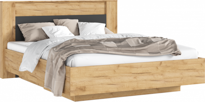 Остин Кровать парящая 160 с ортопедом металл с подсветкой, дуб крафт/графит