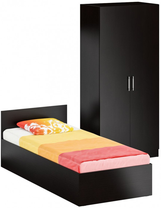 Кровать 0900 + Шкаф 2-х створчатый Стандарт, венге