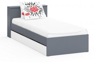 Ксения Кровать с ящиками 0900, графит/белый