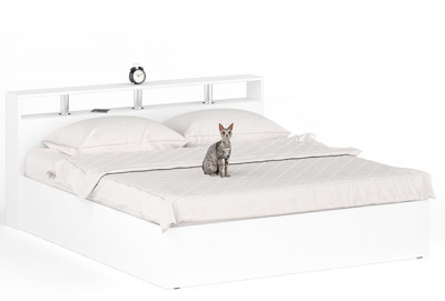 Камелия Кровать 1800, цвет белый, ШхГхВ 183,5х217х78,2 см., сп.м. 1800х2000 мм., без матраса, основание есть