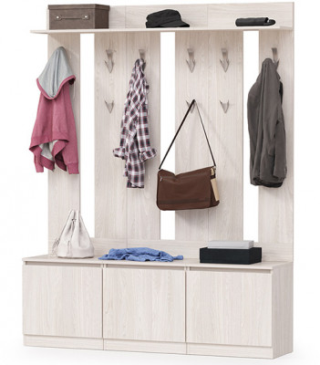 КР100 Ника прихожая № 02, цвет ясень анкор светлый, ШхГхВ 161,4х38,1х207,9 см., универсальная сборка