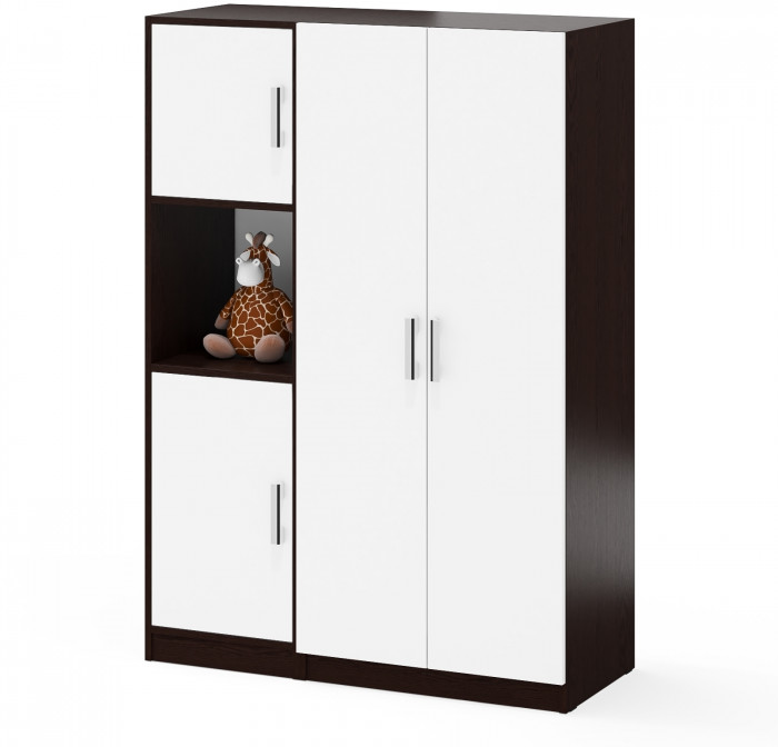 Шкаф С-МД-СК9Ш+Пенал С-МД-СК9П, цвет венге/белый шагрень, ШхГхВ 113х45х160 см., универсальная сборка