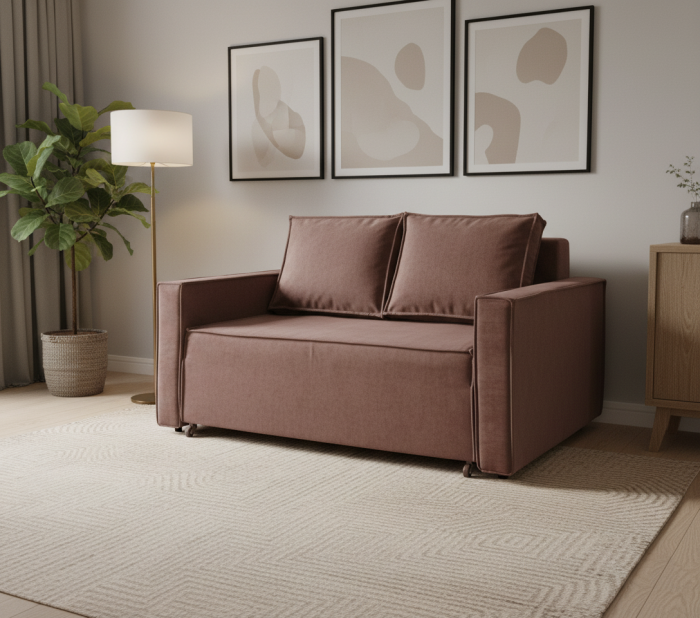 Диван-аккордеон Лофт 160х200, ППУ, велюр коричневый