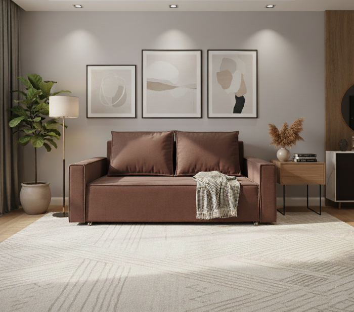 Диван-аккордеон Лофт 160х200, ППУ, велюр коричневый