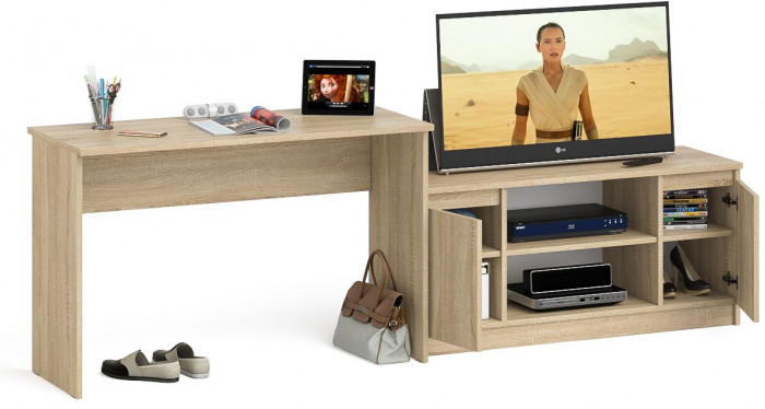Мори письменный стол МСП1200.1 + Тумба МТВ1200.1, дуб сонома