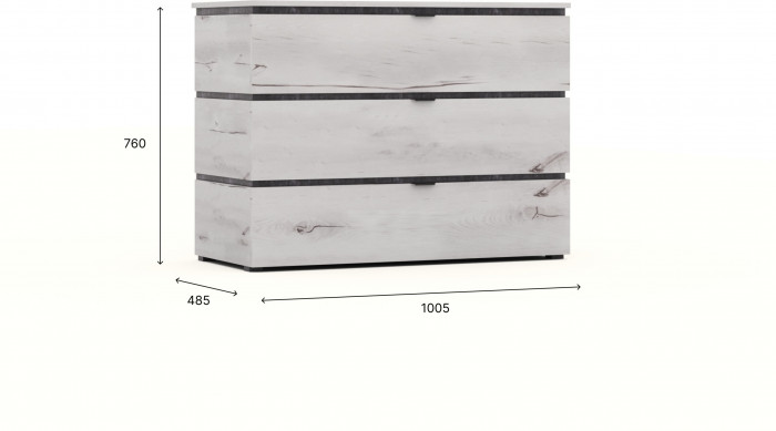 Комод 3 ящика "Ривьера" - Канадский дуб арктик/Бетон спаркс