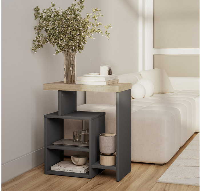 Стол журнальный "Роза" СЖ-01 графит/дуб кера