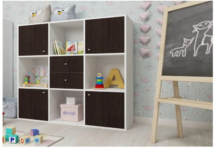 Стеллаж Джери (Белое дерево/Венге)