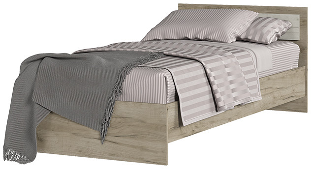 ГАРМОНИЯ КР 603 кровать (0,952х0,7х2,032) дуб крафт белый/дуб крафт серый