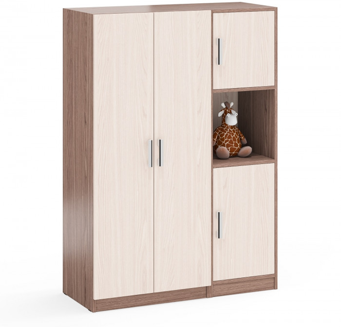 Шкаф С-МД-СК9Ш+Пенал С-МД-СК9П, цвет ясень шимо светлый/ясень шимо тёмный, ШхГхВ 113х45х160 см., универсальная сборка