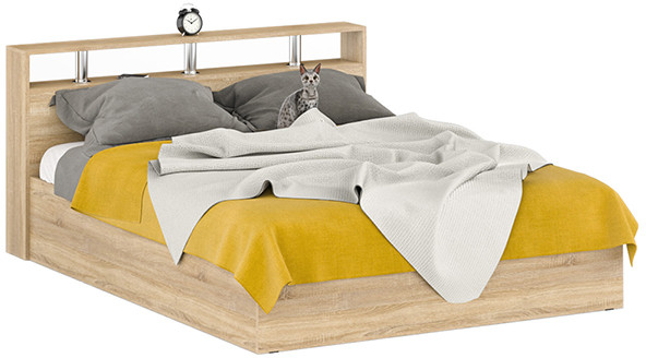 Камелия Кровать 1600, цвет дуб сонома, ШхГхВ 163,5х217х78,2 см., сп.м. 1600х2000 мм., без матраса, основание есть