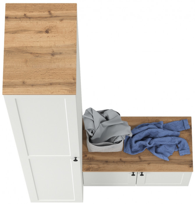 Остин Прихожая 11, белый шагрень/дуб крафт золотой