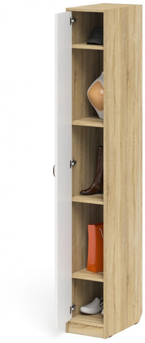 Прихожая П-6-500 Пенал, дуб сонома/фасады МДФ белое дерево фрезеровка прованс