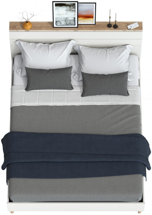 Муссон 11.41 Кровать БЕЗ ортопеда, цвет белый/дуб эндгрейн элегантный, ШхГхВ 165,6х221,7х103 см., сп. м. 1600х2000 мм., б/м, б/о