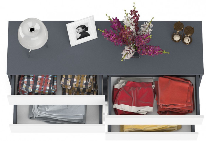 Мори Комод МК1380.6, графит/белый