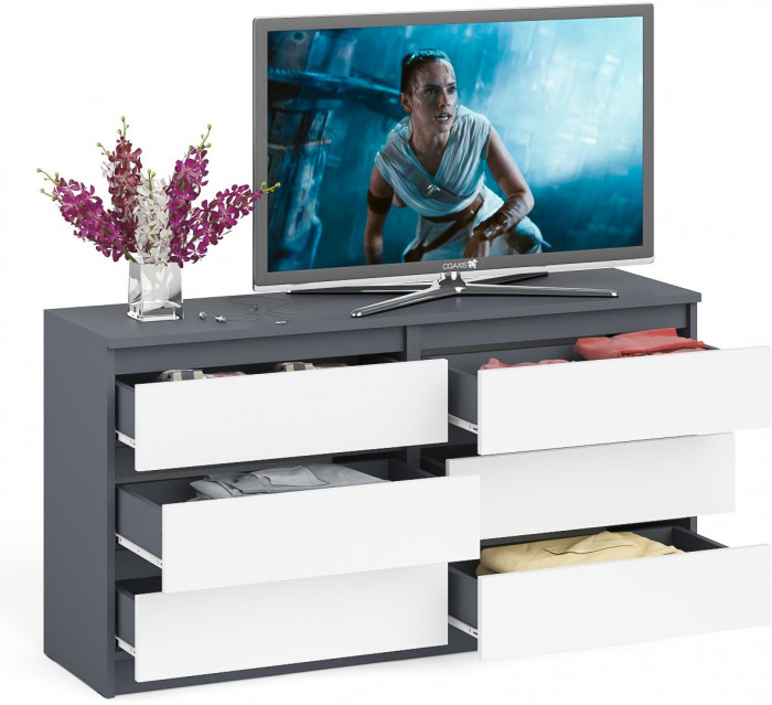 Мори Комод МК1380.6, графит/белый