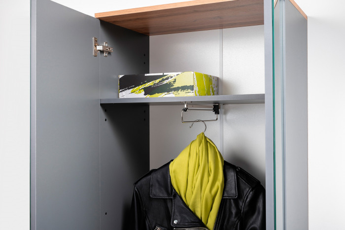 Октава Прихожая 15-123Н, серый графит/дуб крафт золотой/фасады МДФ серый графит