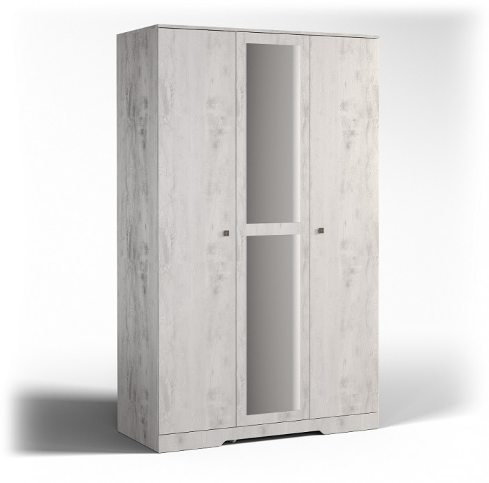 Шкаф 3-х дверный с зеркалом "Атланта" - Бетон пайн светлый