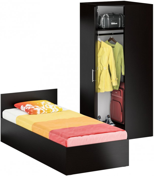 Кровать 0900 + угловой шкаф Стандарт, венге