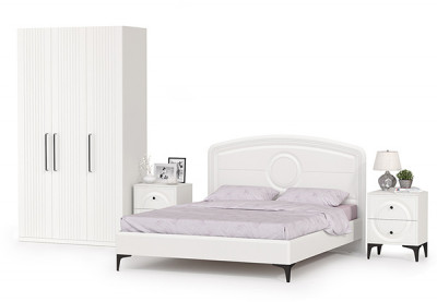 Валенсия Спальня № 33, ЛДСП белый шагрень/МДФ белый шагрень