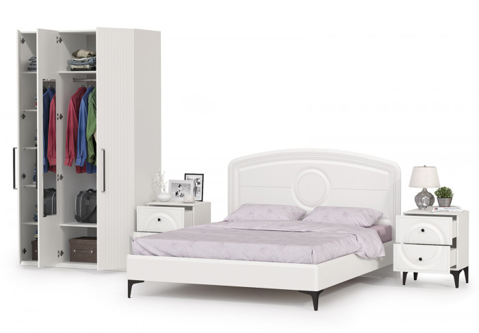 Валенсия Спальня № 33, ЛДСП белый шагрень/МДФ белый шагрень